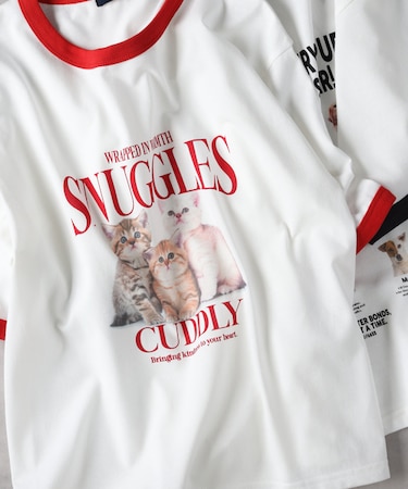 ハニーサックルローズ アニマルプリントリンガーＴシャツ