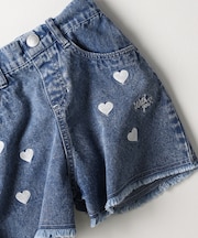 ヴィヴィアンブルー ハート刺繍デニムショートパンツ