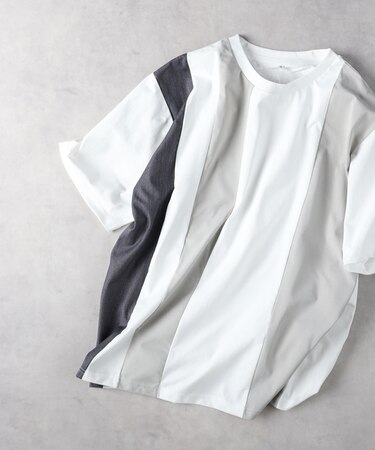 綿タッチ天竺パネル切替Ｔシャツ