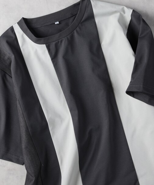 綿タッチ天竺パネル切替Ｔシャツ