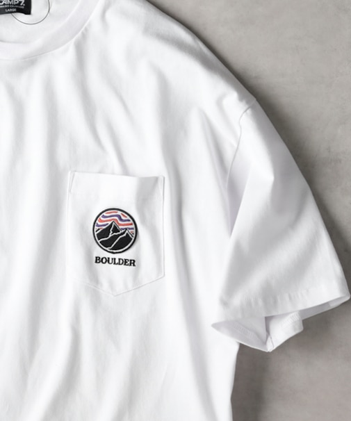 キャンプ7 ロゴワッペン胸ポケットＴシャツ