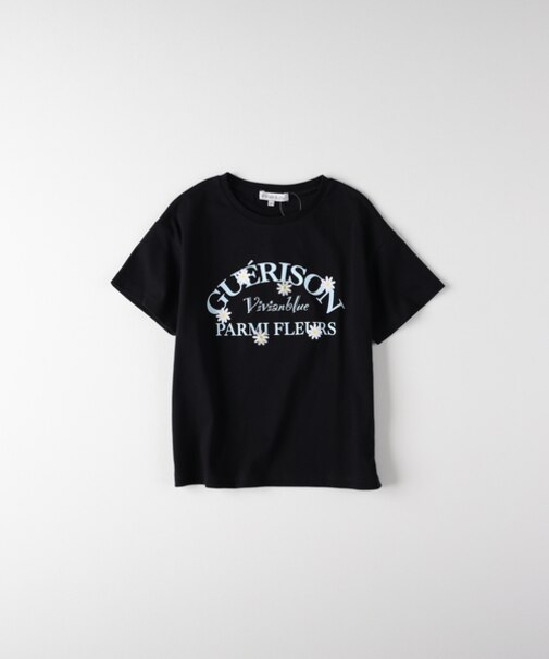 ヴィヴィアンブルー フラワーカレッジ半袖Tシャツ