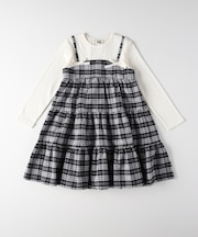 エムピーエス チェックキャミソールレイヤード風ティアードワンピース