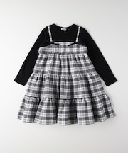 エムピーエス チェックキャミソールレイヤード風ティアードワンピース