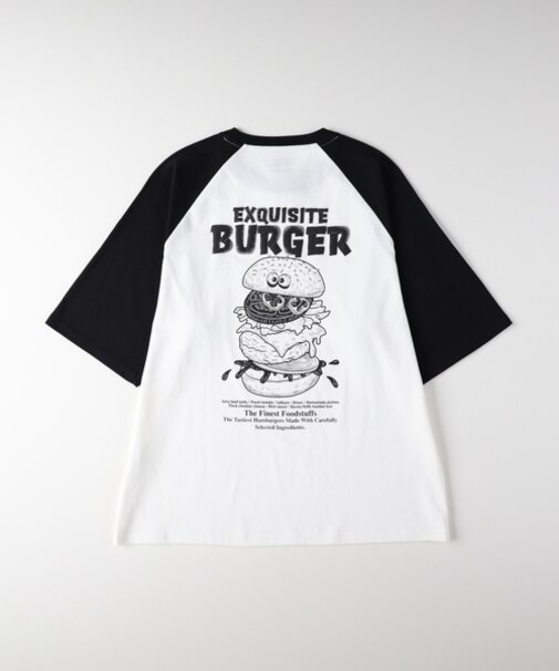 ラグランスリーブフードプリントＴシャツ