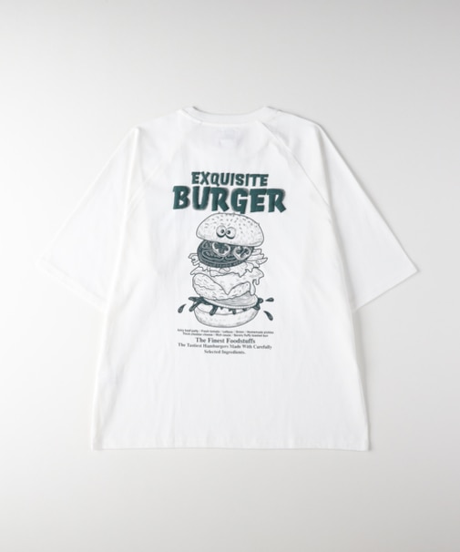 ラグランスリーブフードプリントＴシャツ