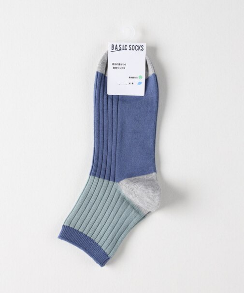 ベーシックソックス ブロックカラークォーターソックス