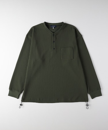 バックナンバー ドライタッチワッフルヘンリーロングスリーブＴシャツ