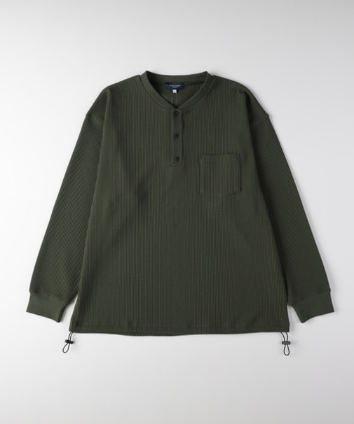 バックナンバー ドライタッチワッフルヘンリーロングスリーブＴシャツ