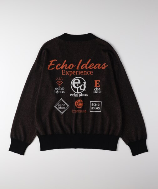 ジャガードバックロゴニットカーディガン