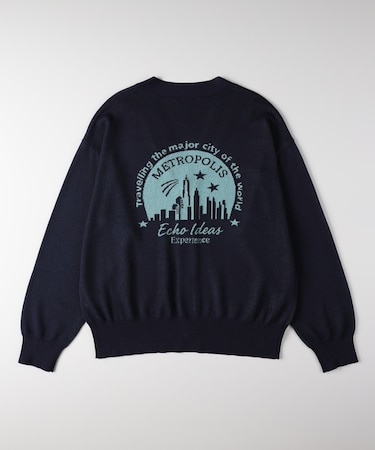 ジャガードバックロゴニットカーディガン