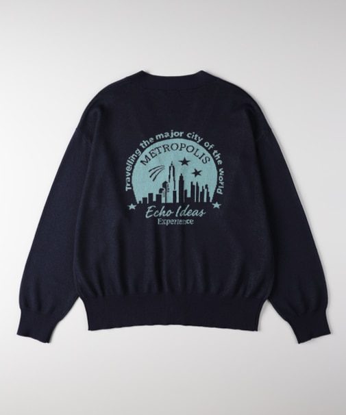 ジャガードバックロゴニットカーディガン