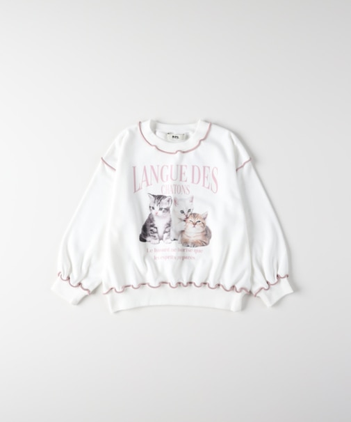 エムピーエス 転写ネコプリントスウェットプルオーバー