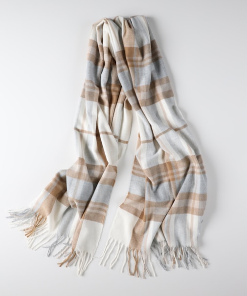 ハニーサックルローズ チェック柄大判ストール