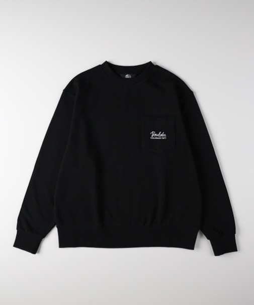 キャンプ7 胸ポケット刺繍ロゴクルーネックトレーナー