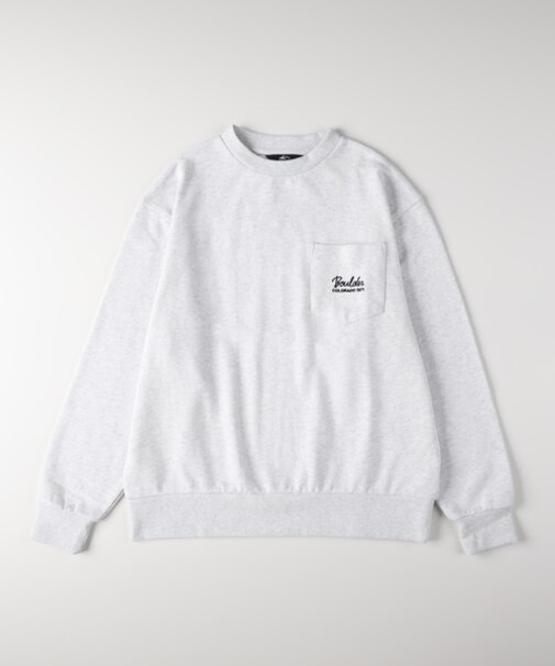 キャンプ7 胸ポケット刺繍ロゴクルーネックトレーナー