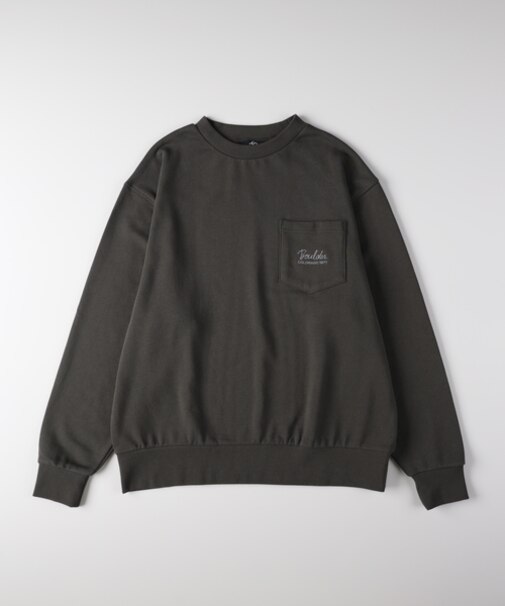 キャンプ7 胸ポケット刺繍ロゴクルーネックトレーナー