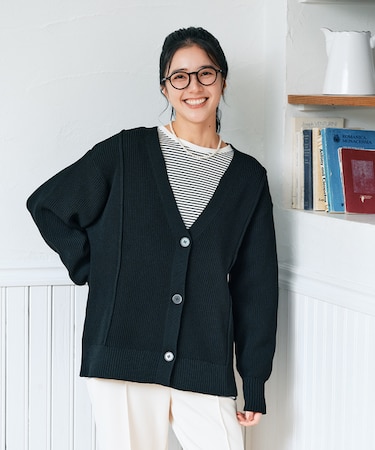 ハニーサックルローズ 畦編みニットカーディガン