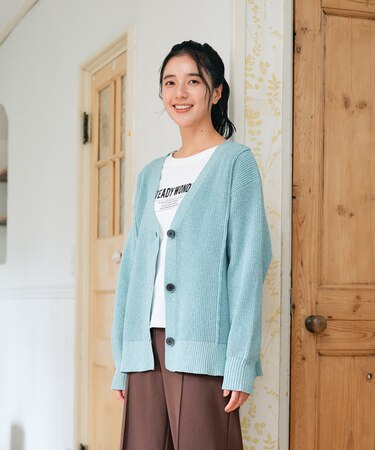 ハニーサックルローズ 畦編みニットカーディガン