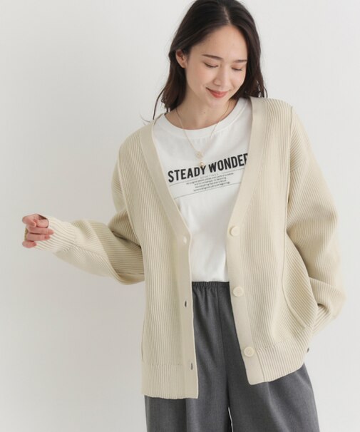 ハニーサックルローズ 畦編みニットカーディガン