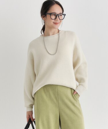 ハニーサックルローズ 畦編みクルーネックセーター