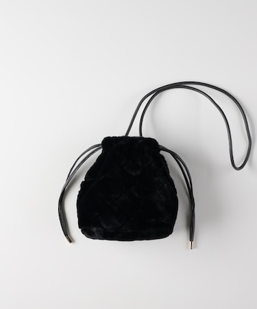 ハニーサックルローズ フェイクファー巾着バッグ