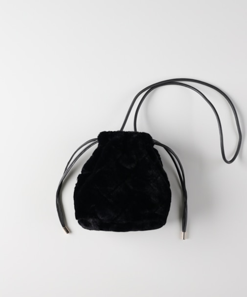 ハニーサックルローズ フェイクファー巾着バッグ