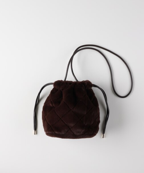 ハニーサックルローズ フェイクファー巾着バッグ