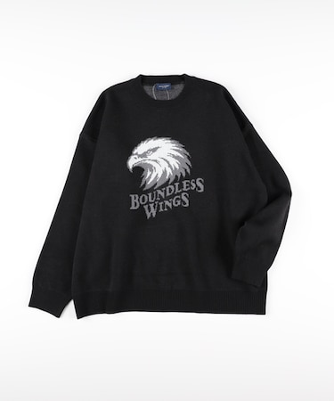 バックナンバー バルキーニットアニマル柄クルーネックセーター