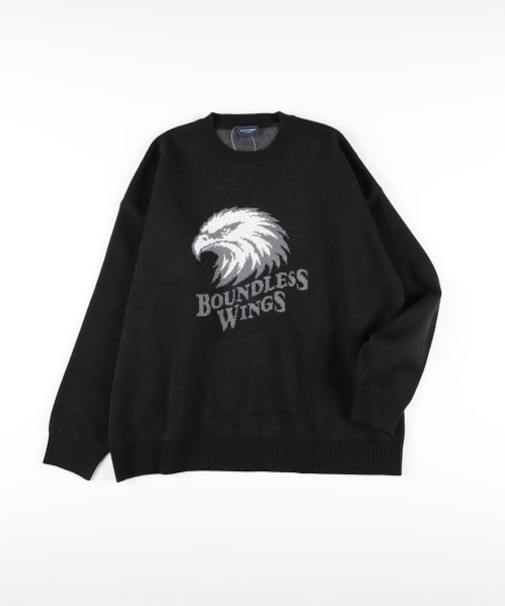 バックナンバー バルキーニットアニマル柄クルーネックセーター