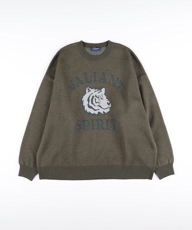 バックナンバー バルキーニットアニマル柄クルーネックセーター