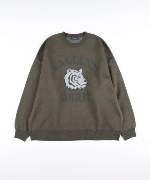 バックナンバー バルキーニットアニマル柄クルーネックセーター