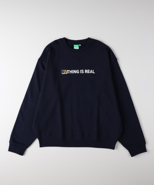 リファービッシュ ワンポイントロゴ刺繍クルーネックプルオーバー