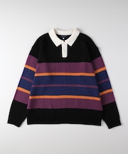 バックナンバー マルチボーダーポロ襟セーター