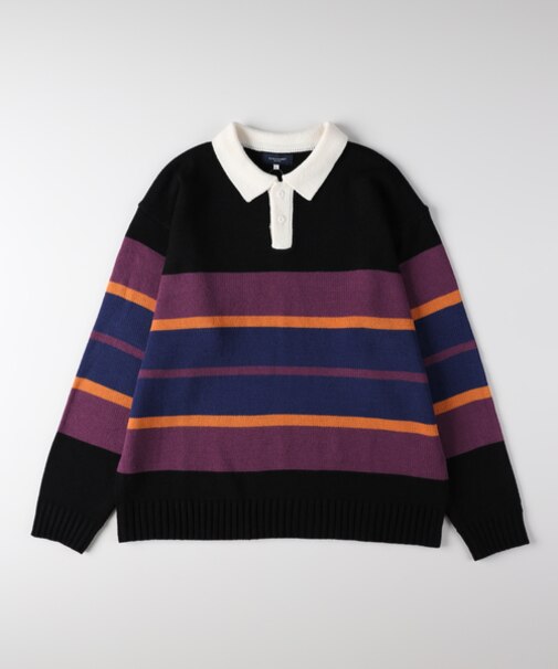 バックナンバー マルチボーダーポロ襟セーター