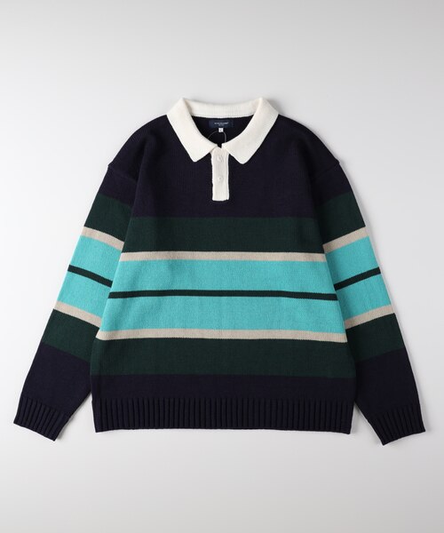 ぽぽろん バックナンバー マルチボーダーポロ襟セーター｜ライトオンの通販