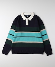 バックナンバー マルチボーダーポロ襟セーター