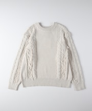 ハニーサックルローズ ケーブルフリンジセーター