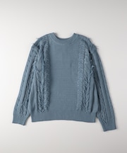 ハニーサックルローズ ケーブルフリンジセーター