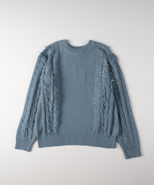 ハニーサックルローズ ケーブルフリンジセーター