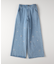 ヴィヴィアンブルー デニム刺繍ワイドパンツ