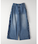 ヴィヴィアンブルー デニムサイドフリルワイドパンツ