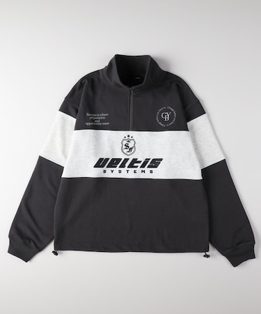 ゲームシャツロゴスウェットハーフジッププルオーバー