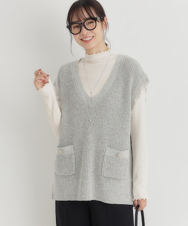 ハニーサックルローズ ニットフリンジベスト