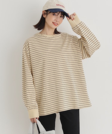 ハニーサックルローズ マルチボーダーロングＴシャツ