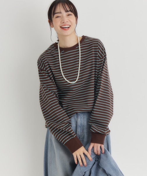 ハニーサックルローズ マルチボーダーロングＴシャツ