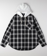 バックナンバー フード付きチェックシャツ