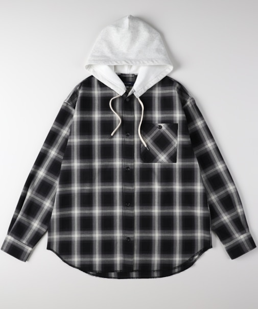 バックナンバー フード付きチェックシャツ