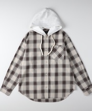 バックナンバー フード付きチェックシャツ