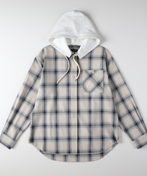 バックナンバー フード付きチェックシャツ